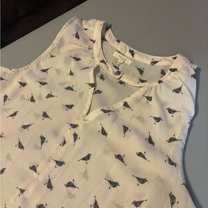 Maurices Ivory Blouse with Black Leaf Design